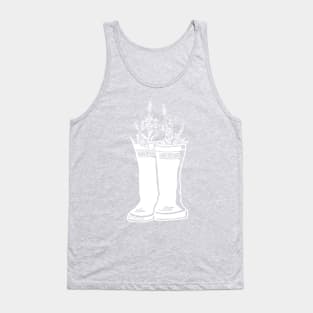 Fireweed White Lineart Rain Boots Tank Top